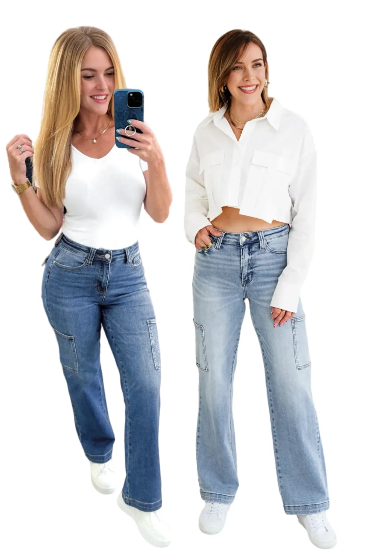 Stylish Tummy Control Cargo Jeans