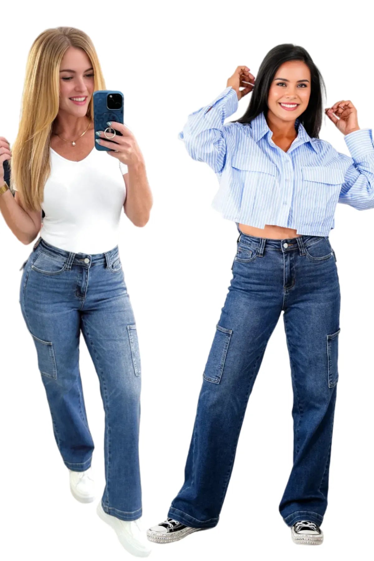 Stylish Tummy Control Cargo Jeans