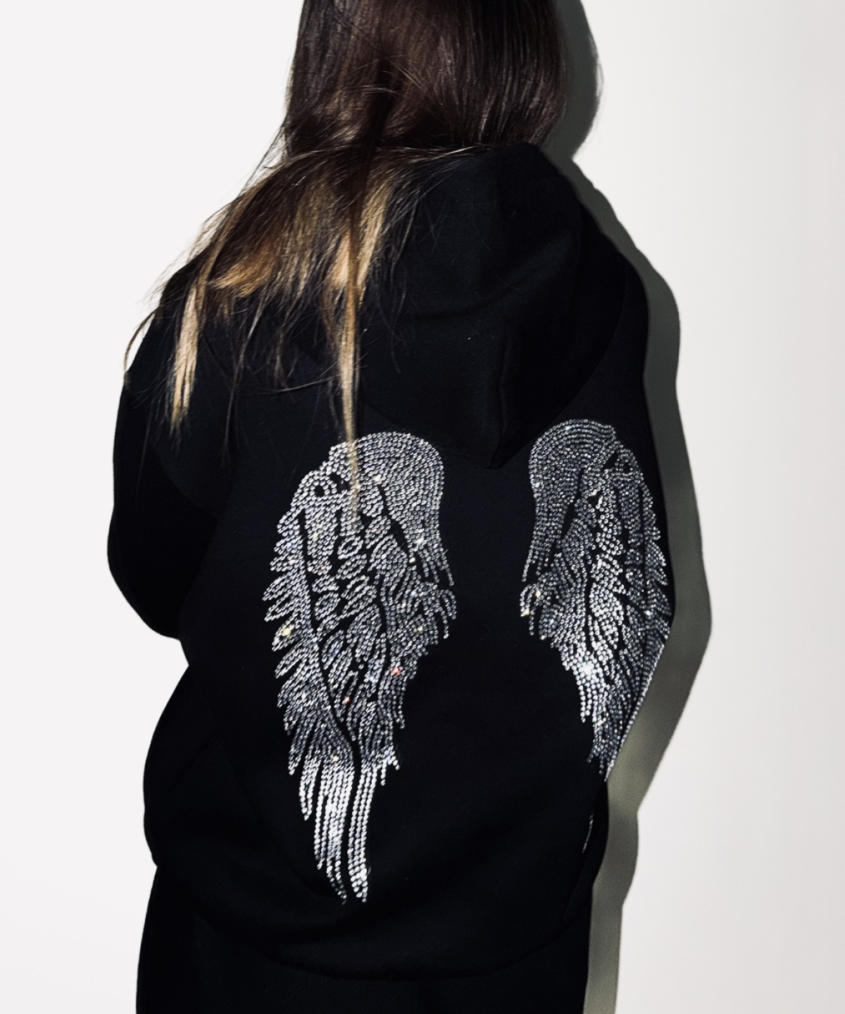 Angel Silver Strass Sparkle Casual Hoodie