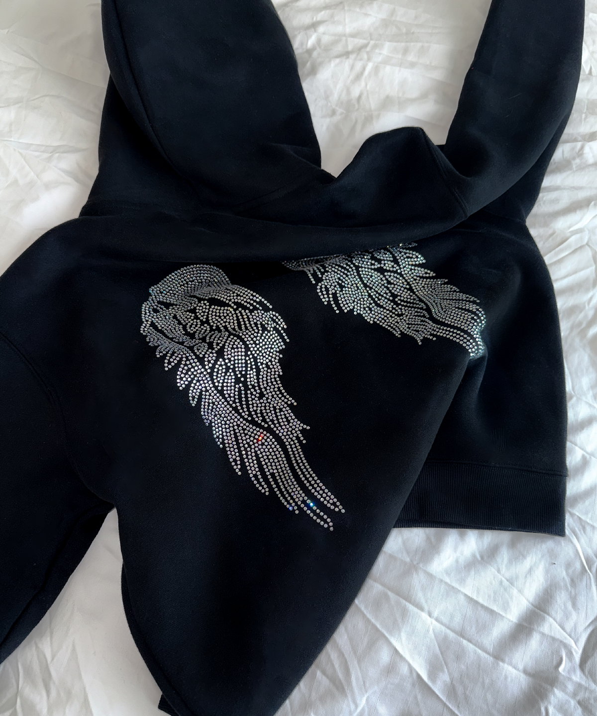 Angel Silver Strass Sparkle Casual Hoodie